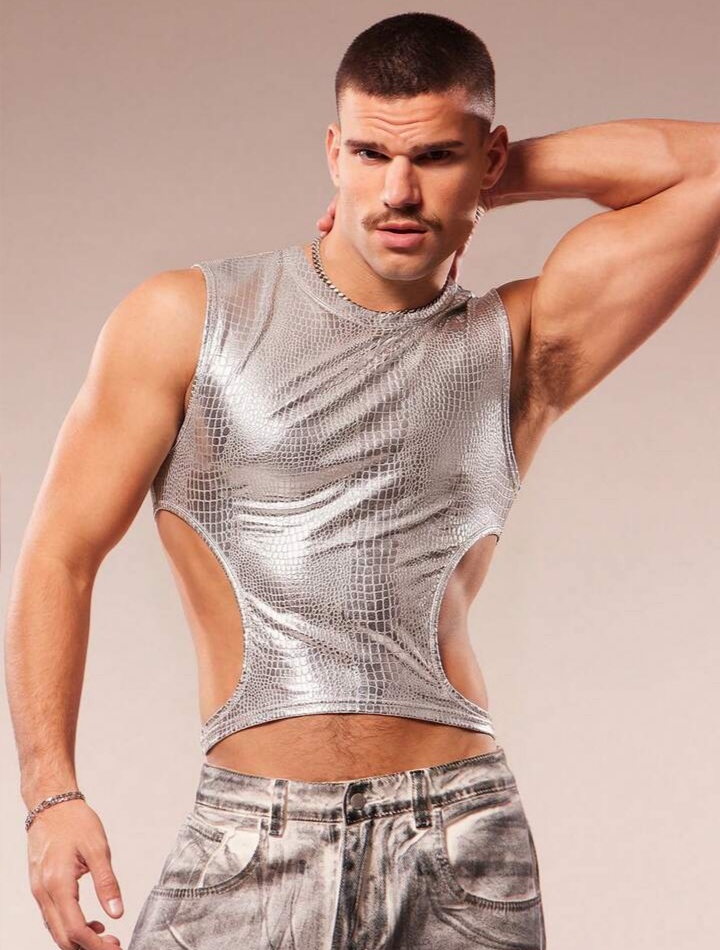 Men's Casual Hollow Out Round Neck Versatile Daily Wear Top